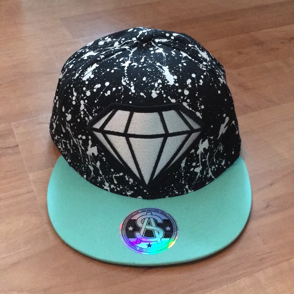 Sole Addiction Black/White/Aqua flat brim hat